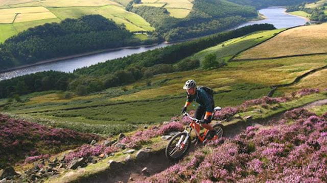 Man cycling in the Peak District